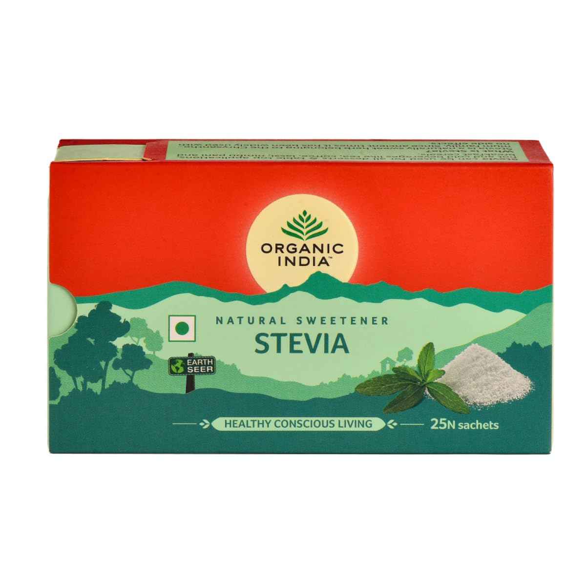 Organic India Stevia Powder – 25 Sachets | Plant-Based Natural Sweetener