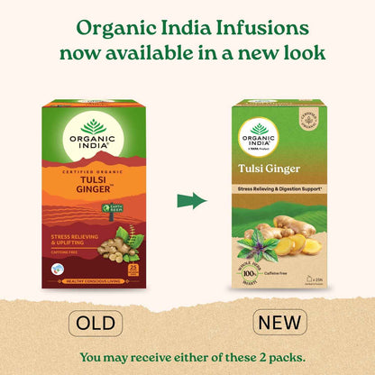 Organic India Tulsi Ginger - 25 Tea Bags,