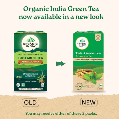 Organic India Tulsi Green Tea Ashwagandha - 25 Tea Bag