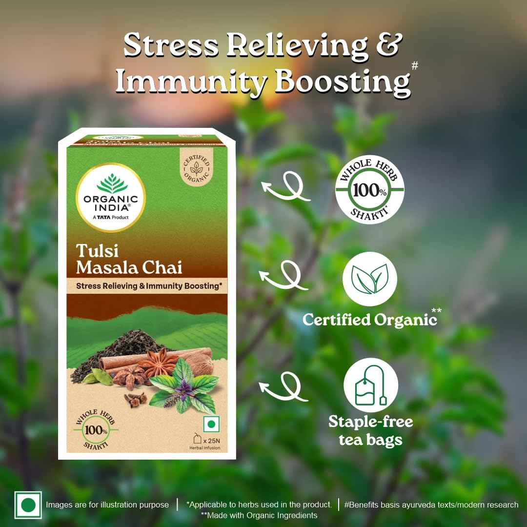 Organic India Tulsi Masala Chai, 25 Tea Bags