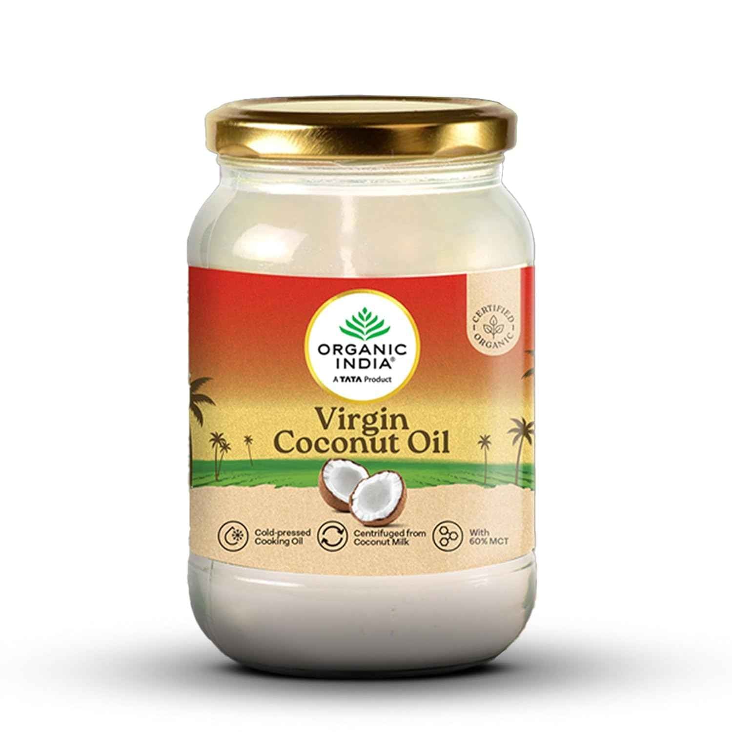 Organic India Virgin Coconut Oil, 500ml  Labs Tested on 250+ Parameters  Certified Organic Cold Pressed