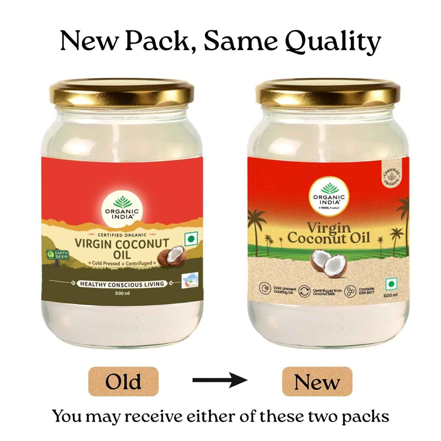Organic India Virgin Coconut Oil, 500ml  Labs Tested on 250+ Parameters  Certified Organic Cold Pressed