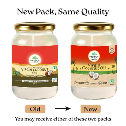 Organic India Virgin Coconut Oil, 500ml  Labs Tested on 250+ Parameters  Certified Organic Cold Pressed