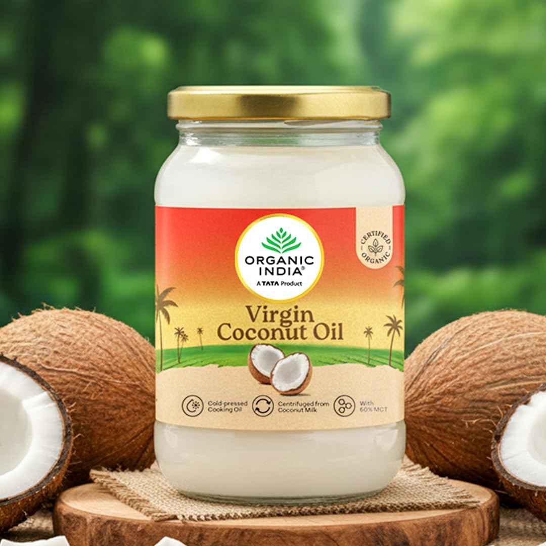 Organic India Virgin Coconut Oil, 500ml  Labs Tested on 250+ Parameters  Certified Organic Cold Pressed
