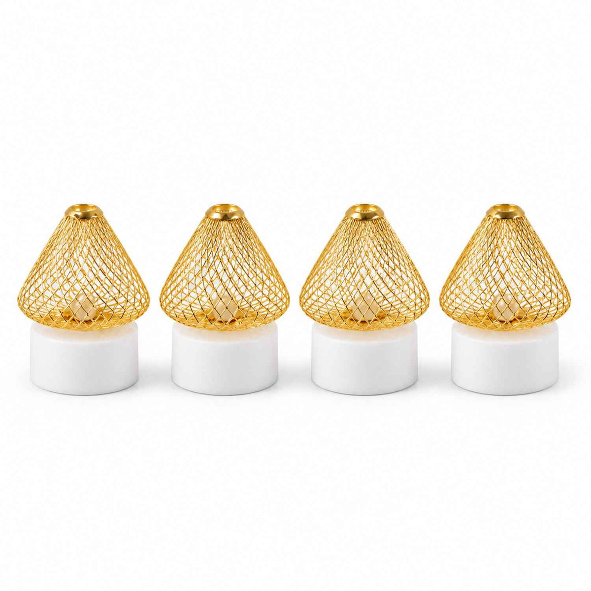 Antique Style Golden Led Tealight Lamps For Festive Table Decoration (4 Pc Set)