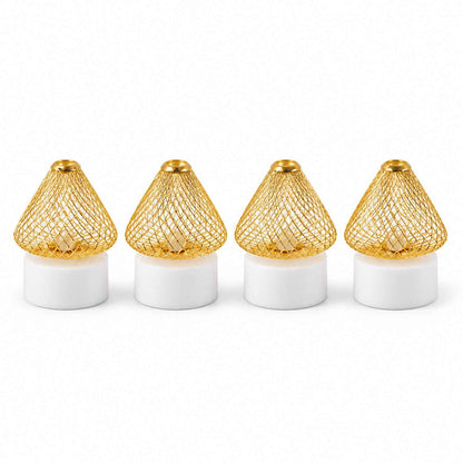 Antique Style Golden Led Tealight Lamps For Festive Table Decoration (4 Pc Set)