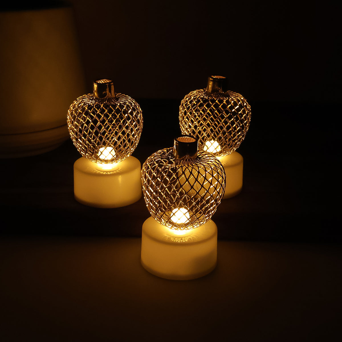 Decorative Apple Shape Led Tealight Candles (12 Pc)