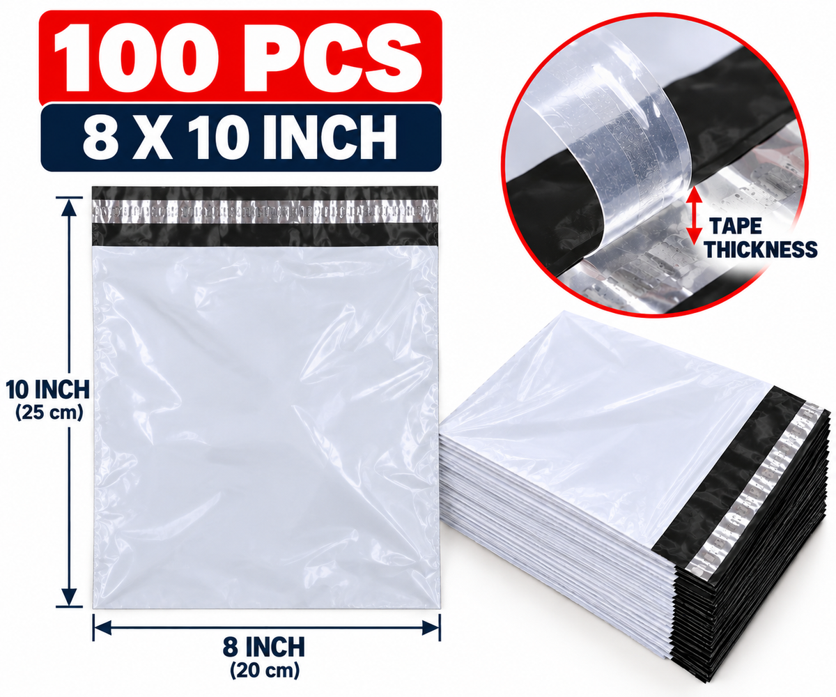 Courier Bag/Envelopes/Pouches/Cover 8*10 (Pack of 100) Temper Proof Plastic Polybags (with Pod)