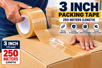 3 Inch Packing Tape 250 Meters | Strong Adhesive Brown BOPP Tape for Cartons & Shipping (Copy)