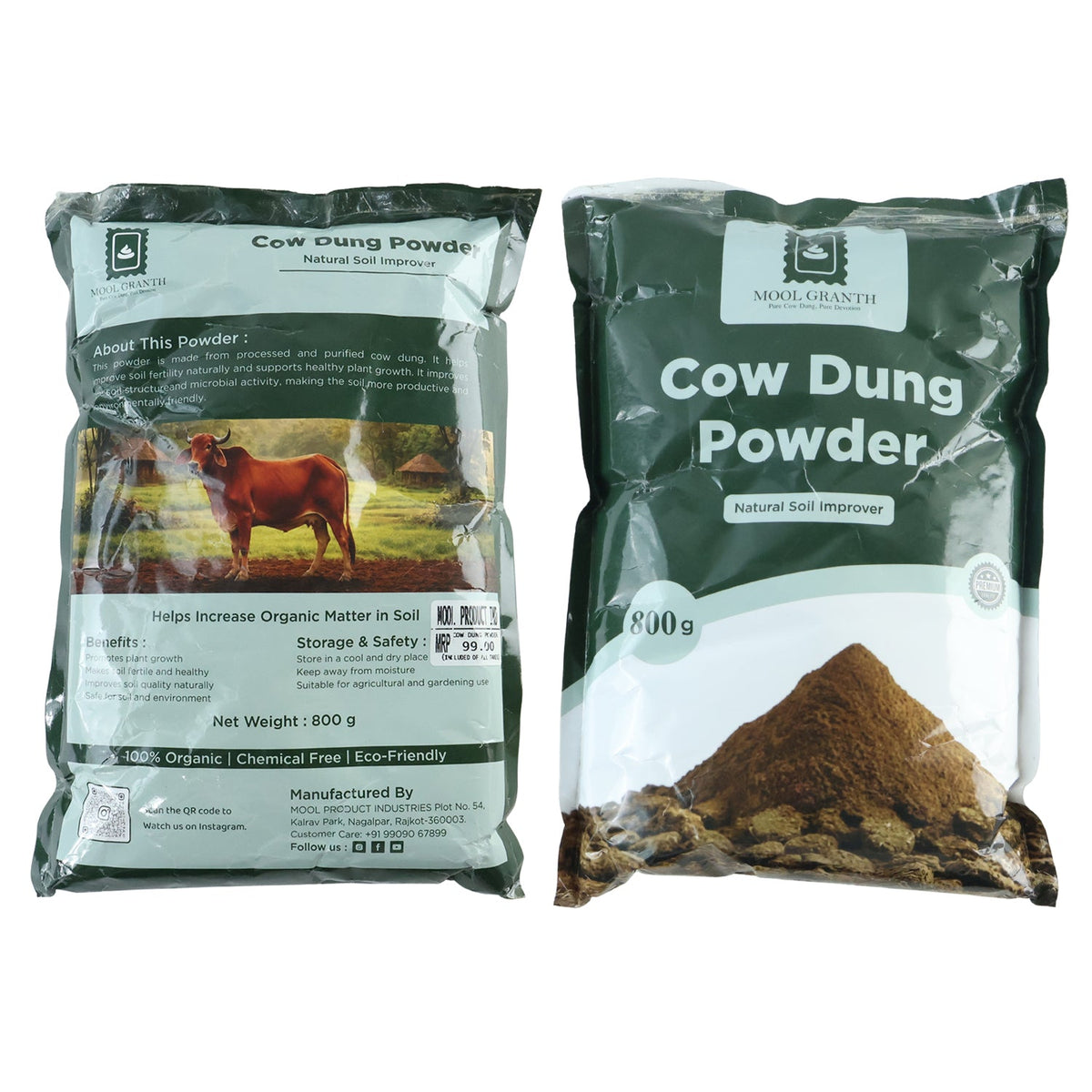 Organic Cow Dung Powder 800g Natural Soil Improver And Manure For Plants (1 Pc)