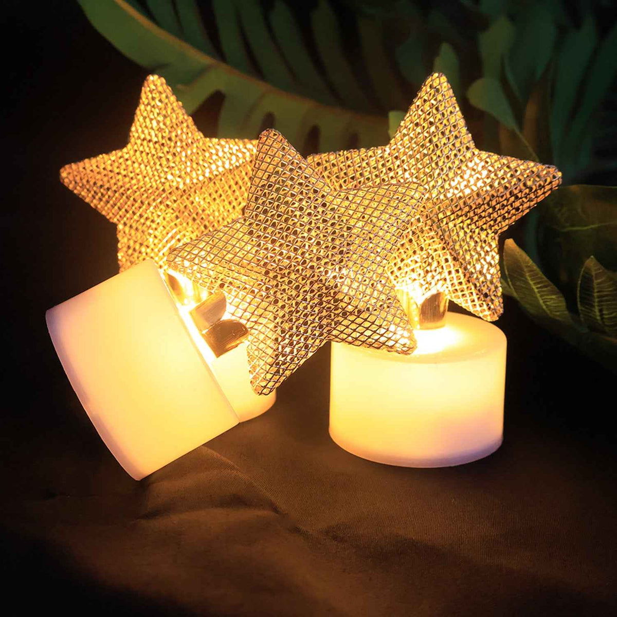 Set Of 12 Decorative Led Star Candles