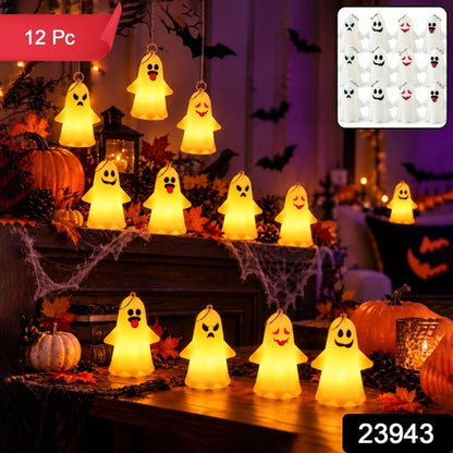 Cute Ghost Led Night Lamps For Halloween Table And Hanging Decor (12 Pc Set)