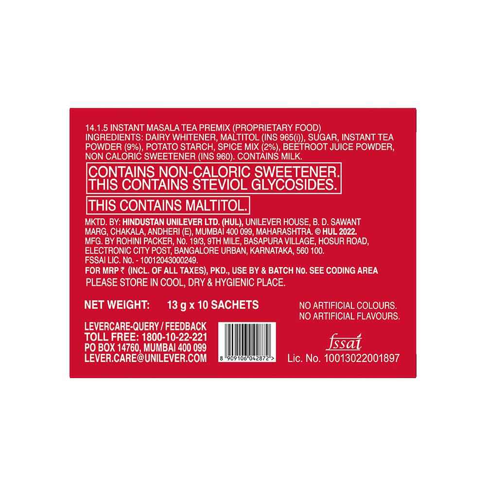 Red Label Instant Masala Chai Premix - 13g*10 sachets | Instant Tea Premix|