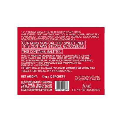 Red Label Instant Masala Chai Premix - 13g*10 sachets | Instant Tea Premix|