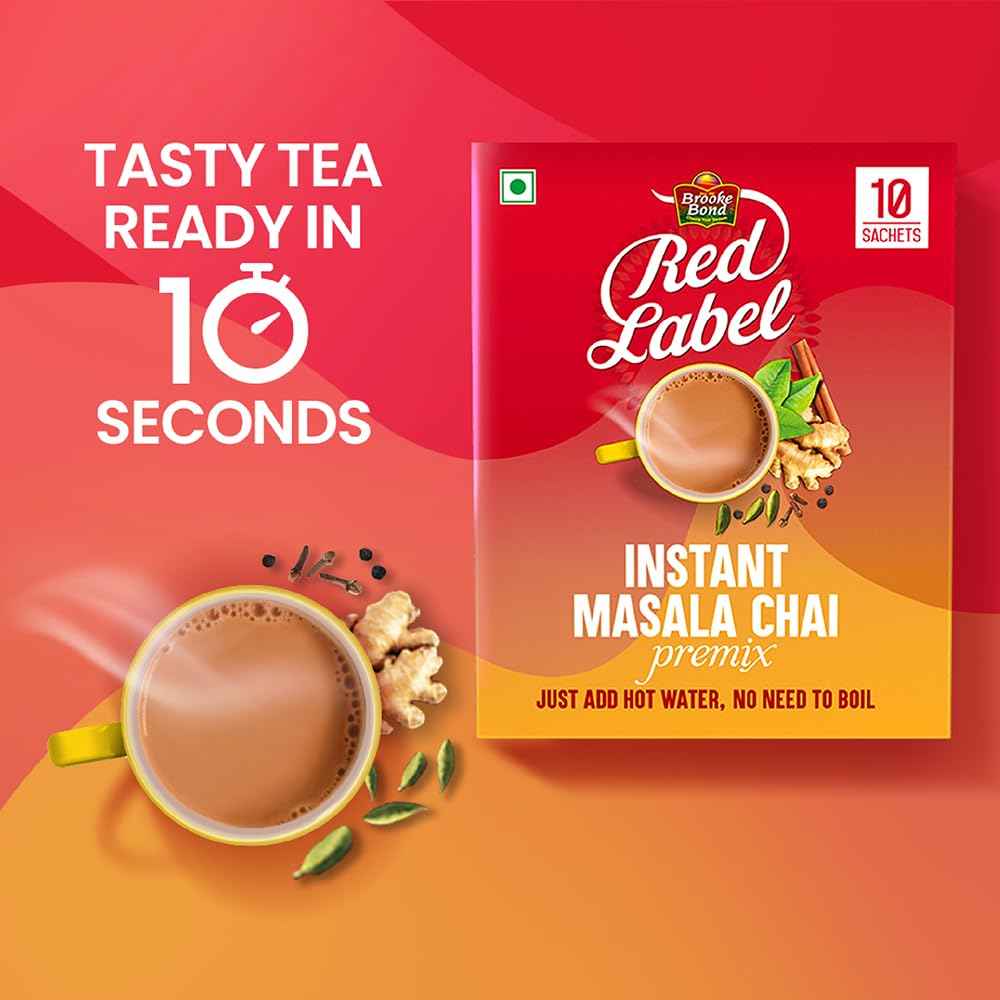 Red Label Instant Masala Chai Premix - 13g*10 sachets | Instant Tea Premix|