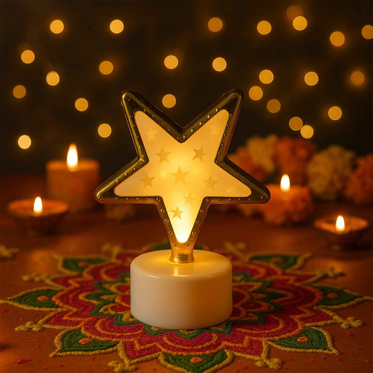 Decorative Star Shaped Flameless Led Candles (4 Pc)