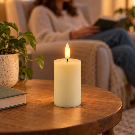 Smooth Pillar Flameless Led Candle For Table And Home Decor (2 Pc)