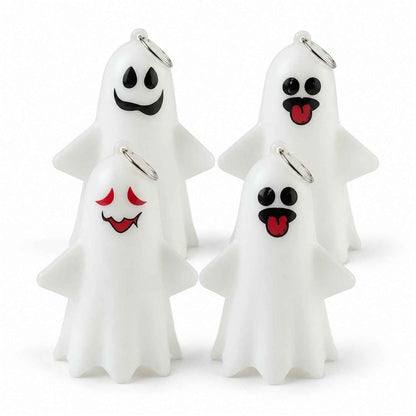 Cute Ghost Led Night Lamps With Hanging Rings For Halloween Decor (4 Pc Set)