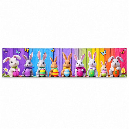 Easter Bunny And Egg Decoration Backdrop Curtain For Walls And Porch (200x40 Cm)