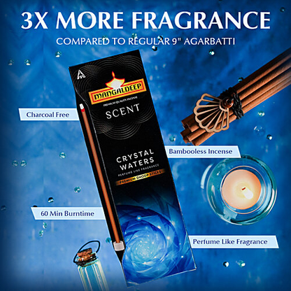 Mangaldeep Scent Dry Dhoop Sticks - Crystal Waters, 24 pcs