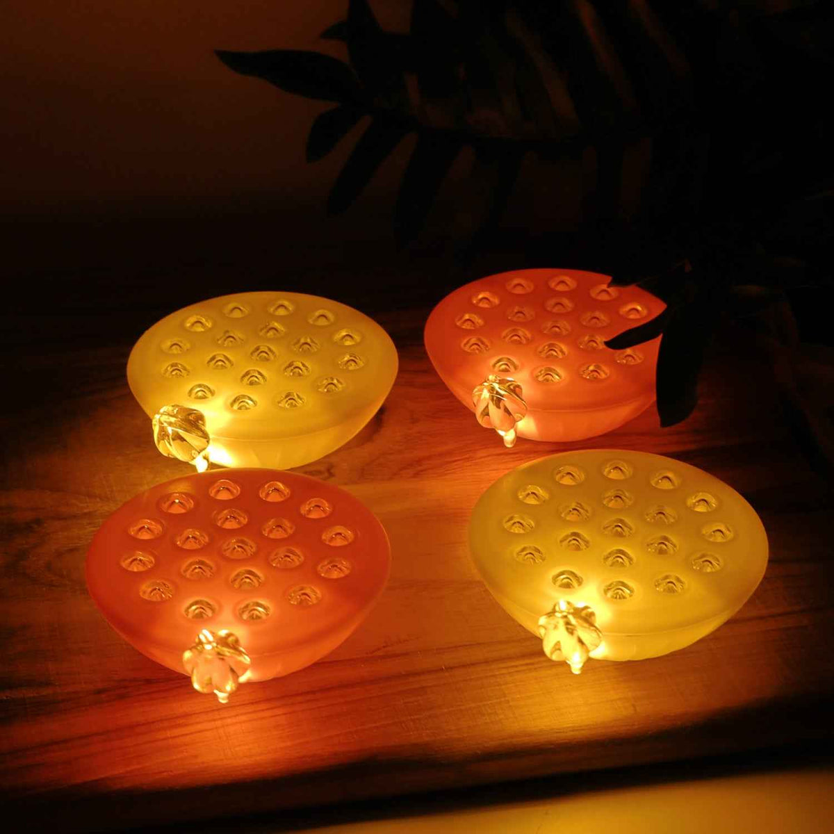 Set Of 4 Lotus Canopy Led Decorative Lamps