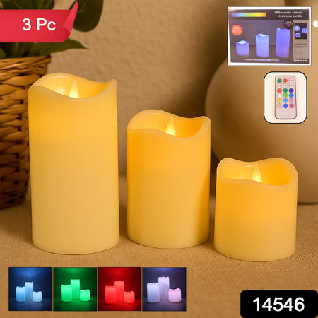 Premium 3 Piece Led Flameless Candle Set With Remote Control