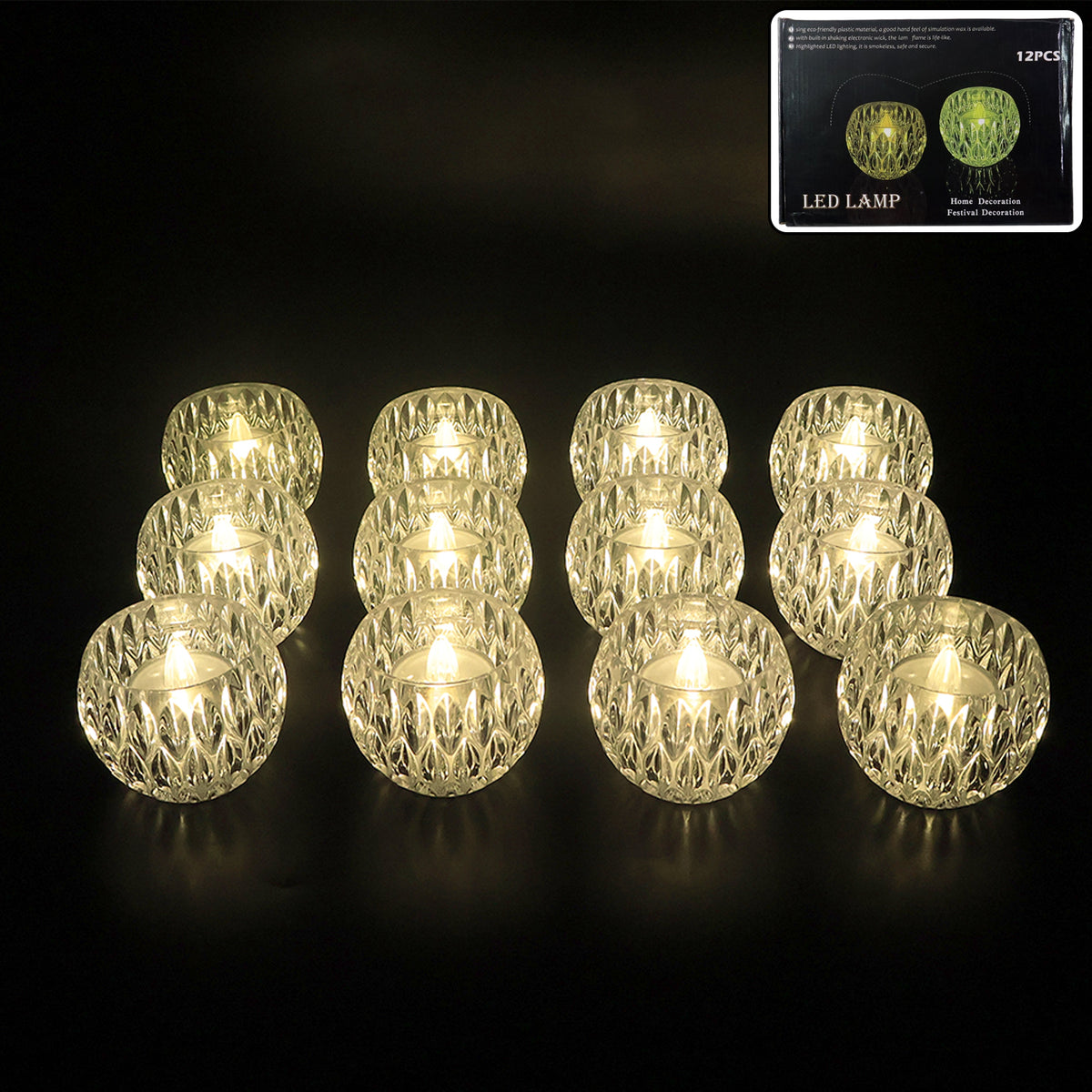 Set Of 12 Crystal Style Led Decorative Lamps  Candle