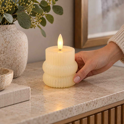 Ribbed Flameless Led Candle For Table And Home Decoration (5 Pc)
