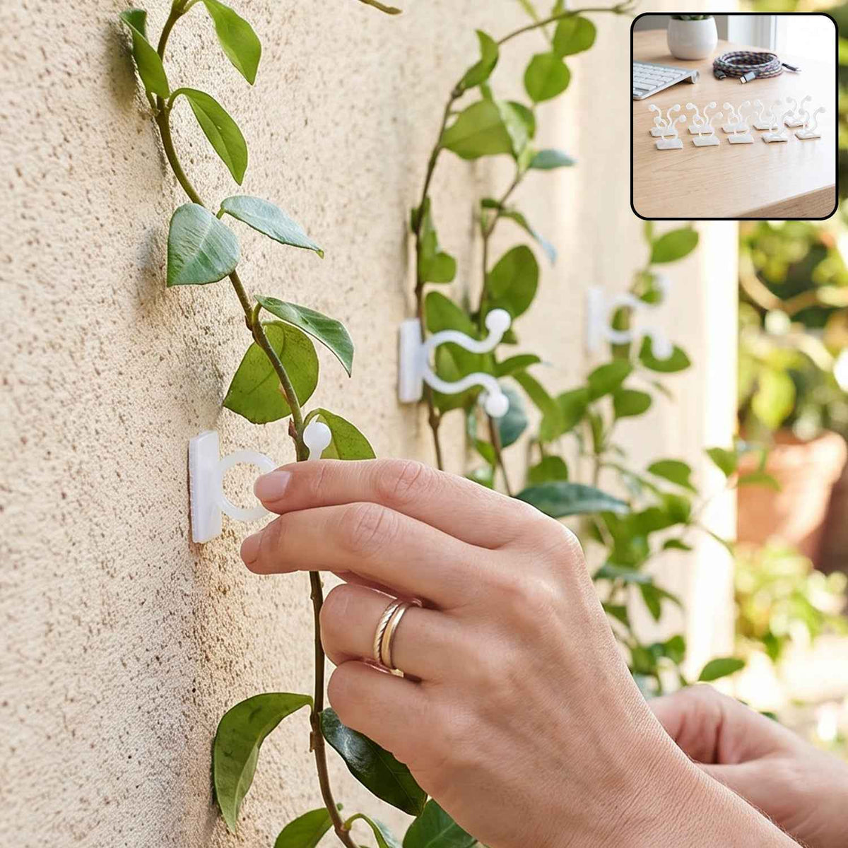 Plastic Self Adhesive Plant Hooks For Climbing Plant Vines And Stems (10 Pieces)