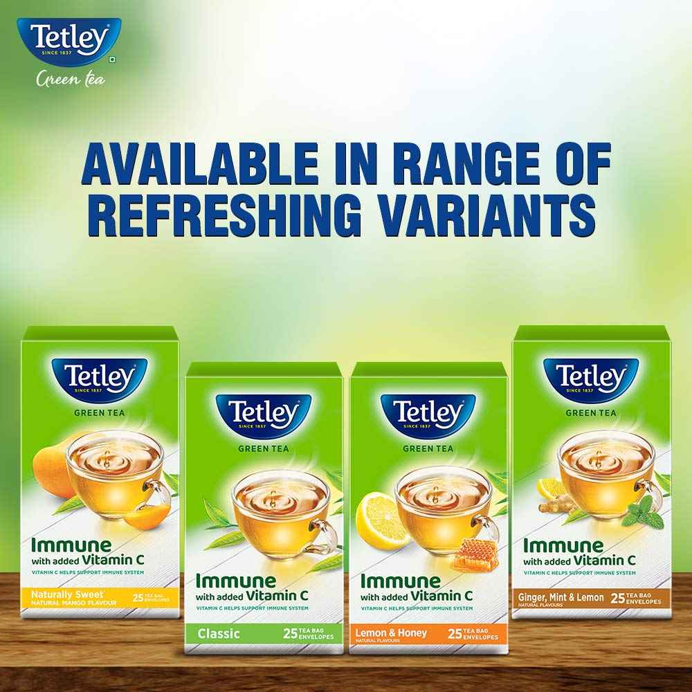 Tetley Green Tea Bags, Ginger Mint Lemon, 25 Tea Bags