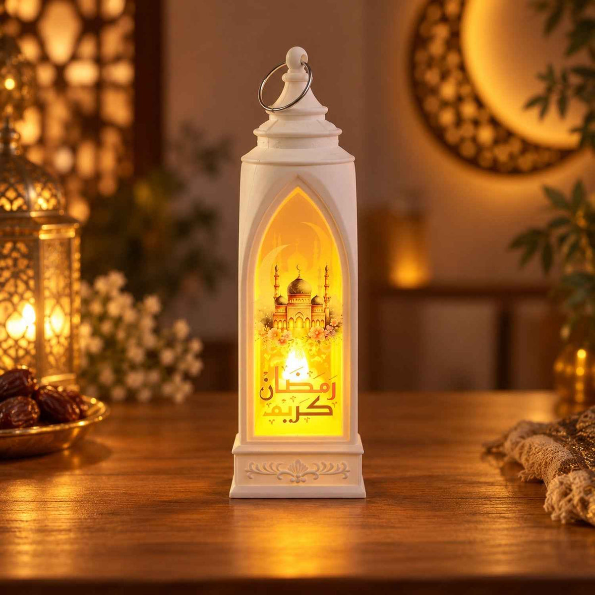 Ramadan Flameless Led Candle Lantern For Hanging And Table Decor (3 Pc)