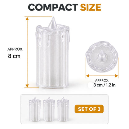 Decorative Flameless Led Candles With Warm Glow For Home And Events (3 Pc Set)