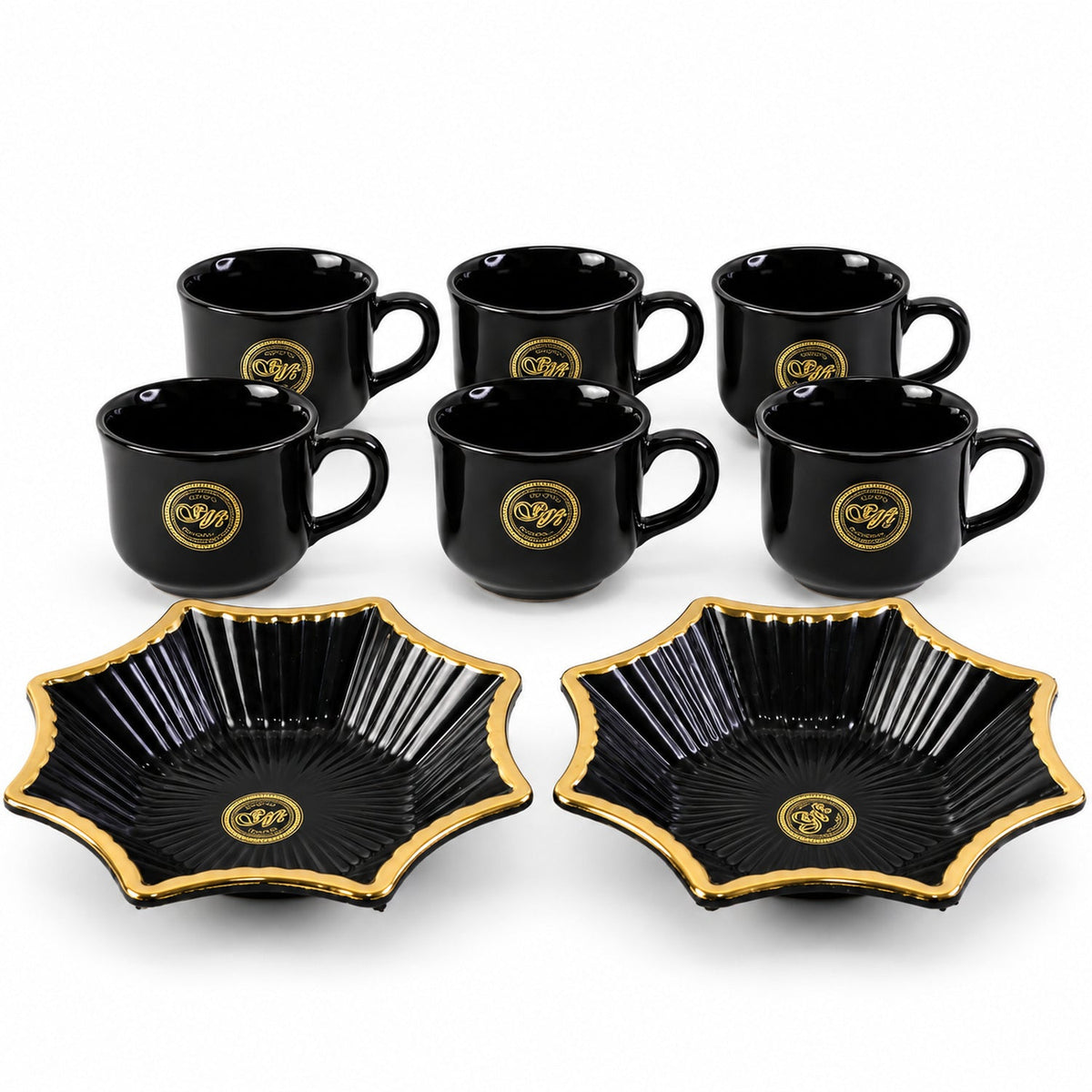 Snack Serving Bowl And Tea Cup Set Star Shape Platter Gift Set (8 Pc Set)