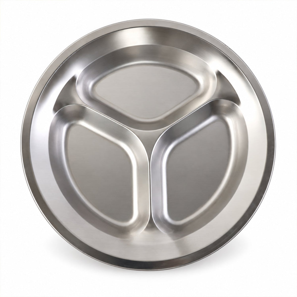 Stainless Steel 3 Compartment Plate For Meals And Snacks (1 Pc 25.5 X 25.5 Cm)