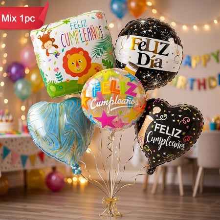 Feliz Cumpleaos Foil Balloon Mix  1pc (Assorted Birthday Designs)