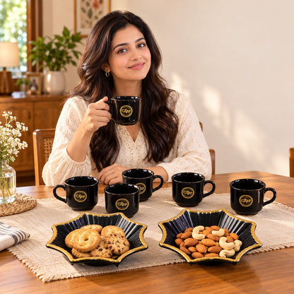 Snack Serving Bowl And Tea Cup Set Star Shape Platter Gift Set (8 Pc Set)