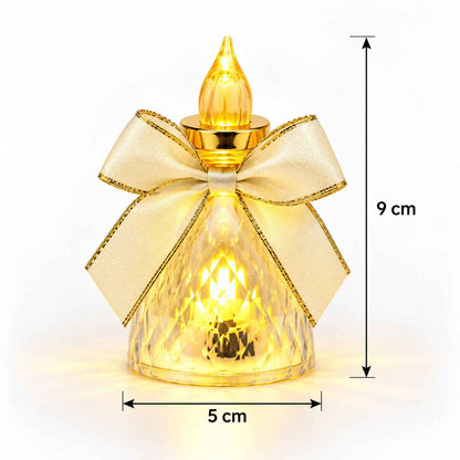 Decorative Flameless Led Candle Lights With Bow For Home Decor (6 Pc Set)