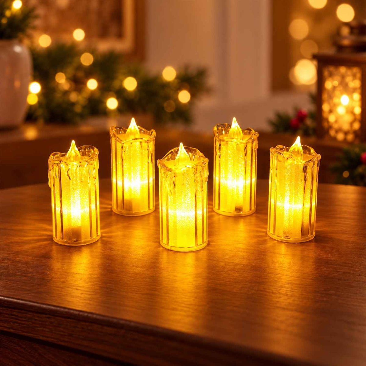 Decorative Flameless Led Candles For Festive Home And Table Decor (5 Pc Set)