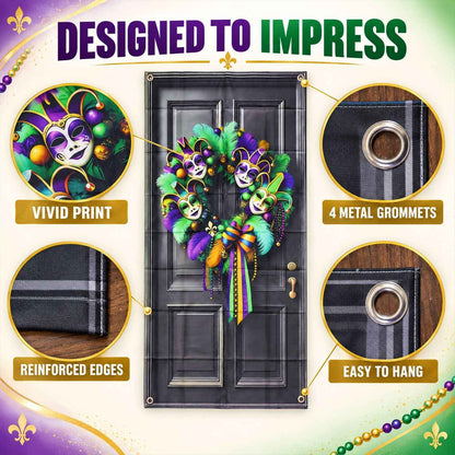 Masquerade Wreath Door Print Backdrop Curtain For Party Decoration (120x60 Cm)