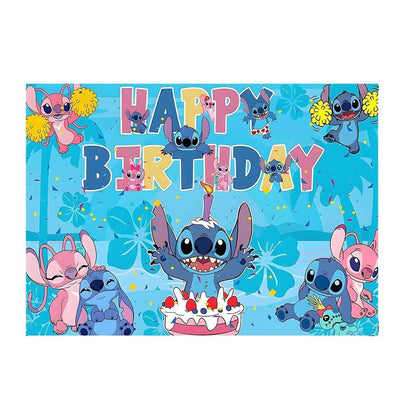 Cartoon Happy Birthday Backdrop Curtain For Kids Party Photo Decor (180x135 Cm)