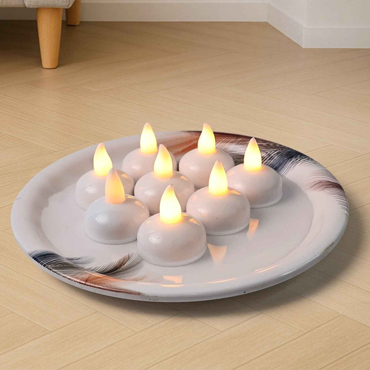 Round Led Flameless Tealight Candles - (8 Pc)