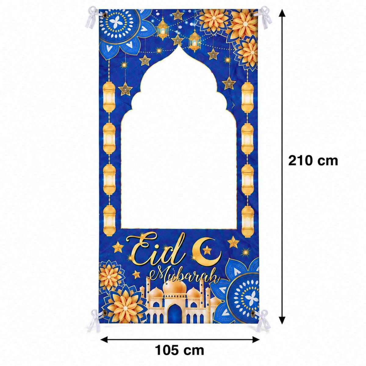 Eid Mubarak Arch Cutout Backdrop Curtain For Festive Doorway Decor (210x105 Cm)