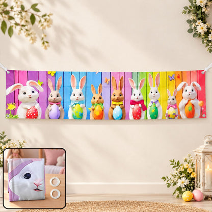 Easter Bunny And Egg Backdrop Curtain For Party Wall And Photo Decor (300x45 Cm)