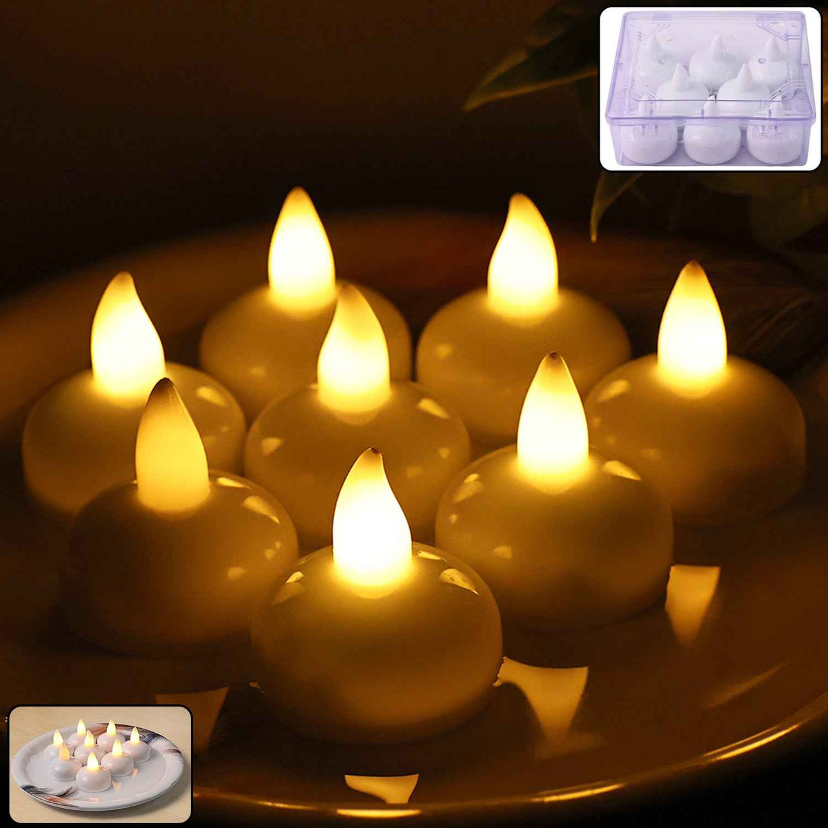 Round Led Flameless Tealight Candles - (8 Pc)