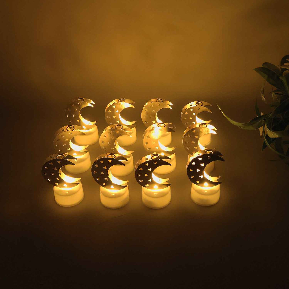 Decorative Moon Shaped Flameless Led Candles (12 Pc)