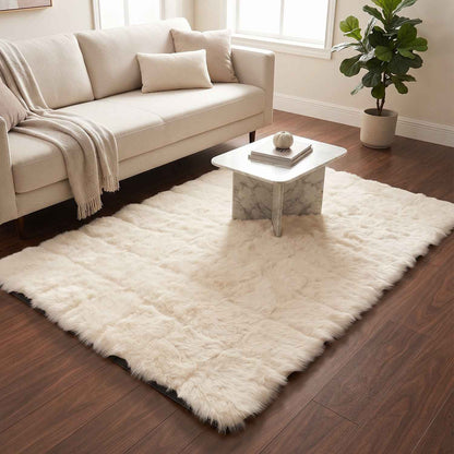Anti Slip Soft Fluffy Faux Fur Carpet Mat 92 X 56 Cm For Living Room (1 Pc)