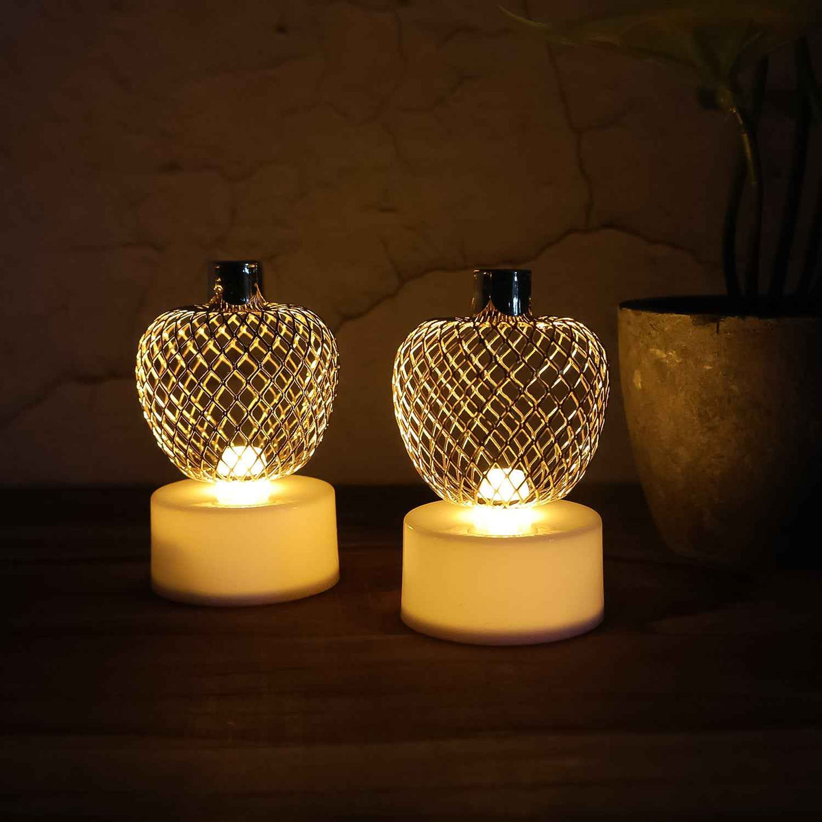 Decorative Apple Shape Led Tealight Candles - (4 Pc)