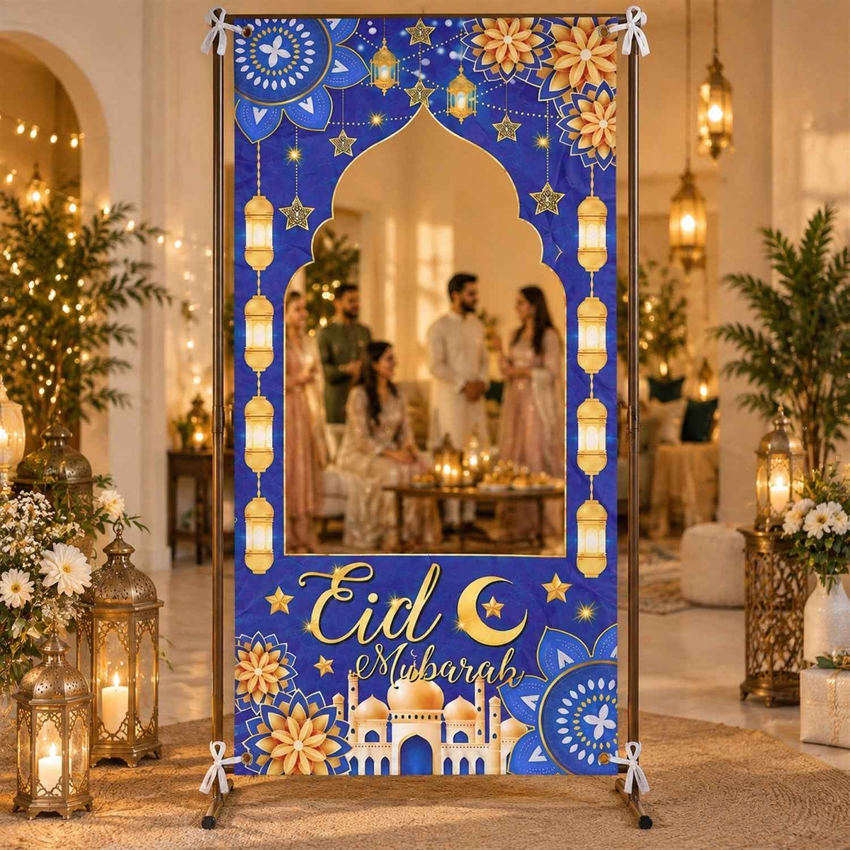 Eid Mubarak Arch Cutout Backdrop Curtain For Festive Doorway Decor (210x105 Cm)