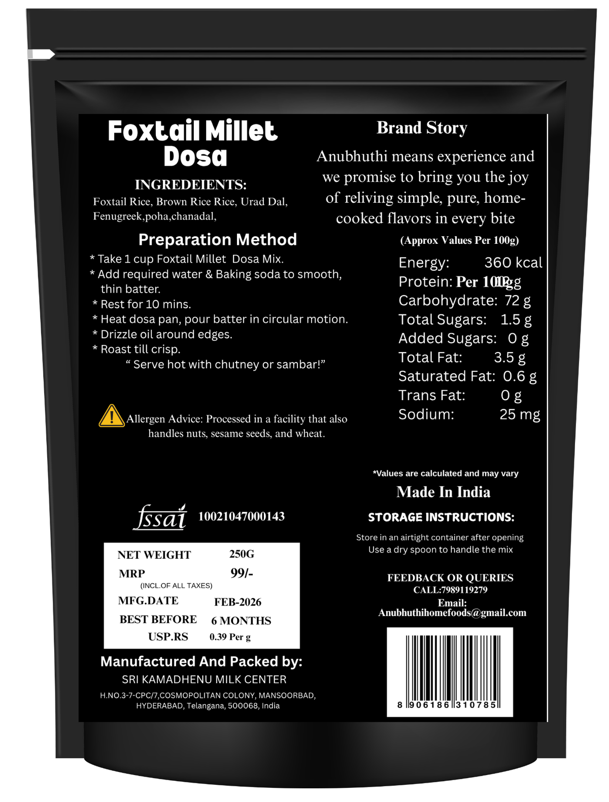 Foxtail Millet Dosa Mix 250g