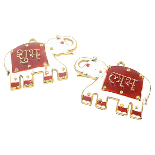 Shubh Labh Elephant Decorative Wall Hangings (2 Pc)